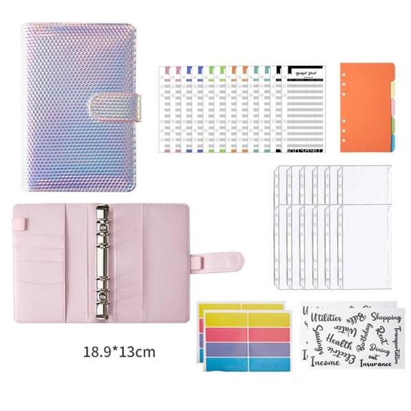 Imagem de 34pcs A6 Laser Colorful Loose-leaf Book, Cash Budget Book