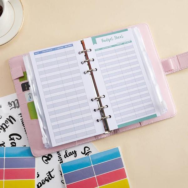 Imagem de 34pcs A6 Laser Colorful Loose-leaf Book, Cash Budget Book