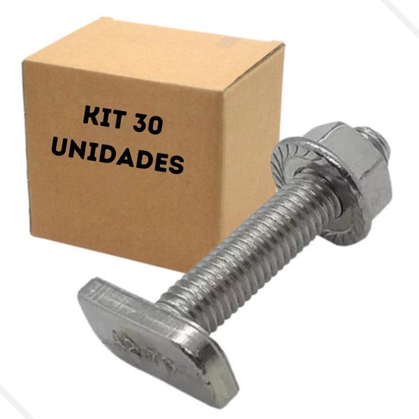 Imagem de 35 Parafusos Martelo T Inox 304 / M8x30mm / Porcas Flange M8