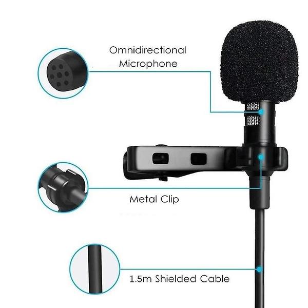 Imagem de 3,55 mm microfone grampo gol de gravata para celular falando na palestra 1.5m Tipo C Bracket Clip Vocal Lapel