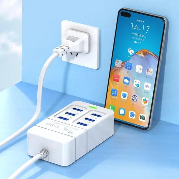 35W 6 USB PD Tipo C Adaptador De Carregador De Parede Super Rápido Para Telefones Celulares UE EUA - EOENKK Imagem de 35W 6 USB PD Tipo C Adaptador De Carregador De Parede Super Rápido Para Telefones Celulares UE EUA