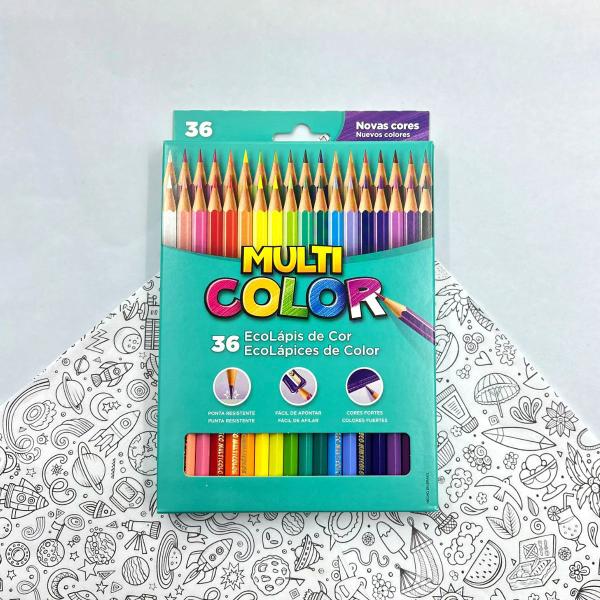 Imagem de 36 Lápis de Cor Multicolor Material Escolar