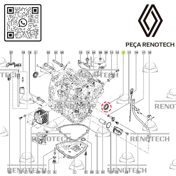 Imagem de 383423vx0a - retentor do semi eixo - câmbio cvt - para o lado esquerdo - motor 2.0 16v m4r - de 2011 em diante - sandero ii / captur / duster / koleos