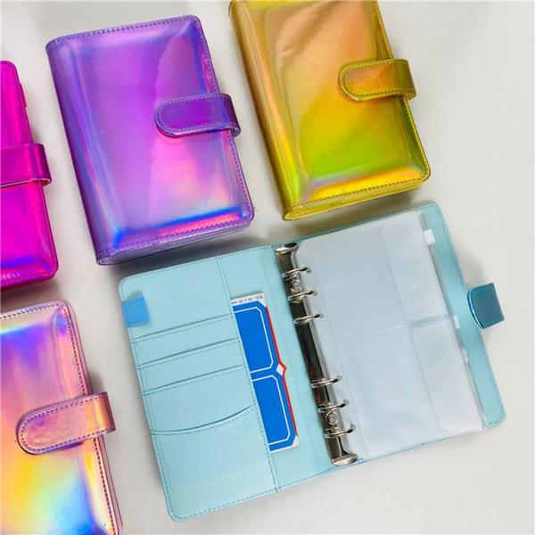 Imagem de 38pcs A6 Laser Pu Leather Case Binder, Budget Storage Bag