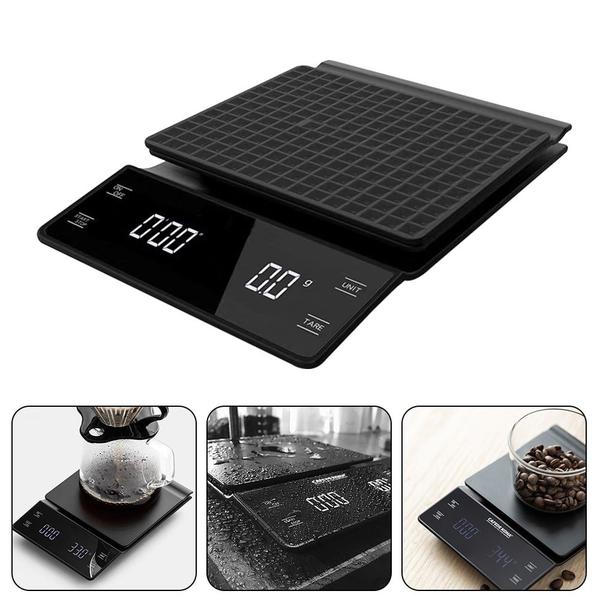 Imagem de 3kg/0,1g balança de café inteligente gotejamento com temporizador portátil digital escala de cozinha LCD de alta precisão, balanças de pote de café LCD de alta precisão Escalas de cozinha