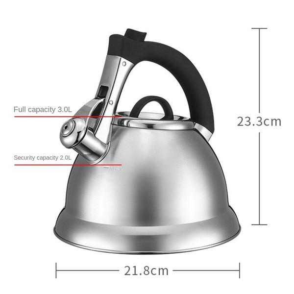 3L chaleira de aço inoxidável, quando aquecida uniformemente, o som é - Wokex Imagem de 3L chaleira de aço inoxidável, quando aquecida uniformemente, o som é