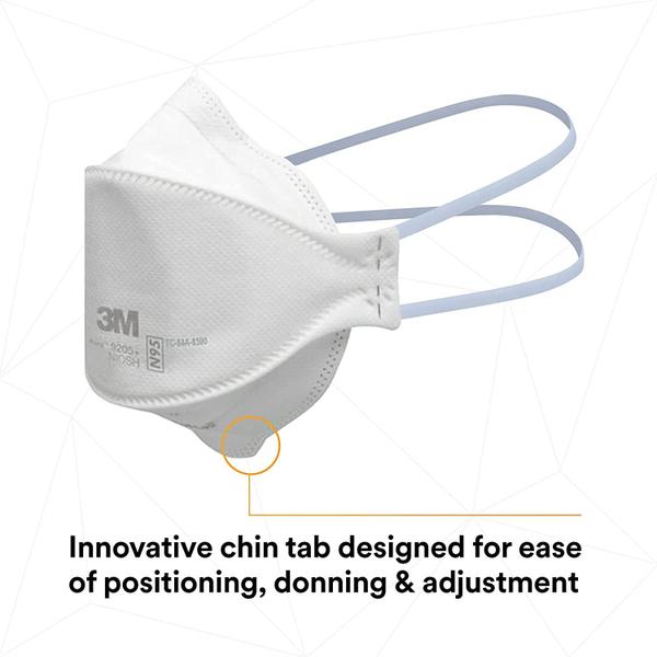 Imagem de 3M Aura Particulate Respirador 9205+, N95, Pacote de 20 respiradores descartáveis, embrulhado individualmente, 3 painel design de dobra plana permite movimentos faciais, confortável, NIOSH Aprovado