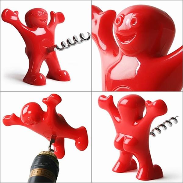 Imagem de 3PCS Novo Abridor de Garrafa do Homem Vermelho Abridor de Vinho Wine Stopper Creative Novelty Funny Kitchen Bar Tool Fun Man Opener Presente de Natal Abridores(Vermelho)