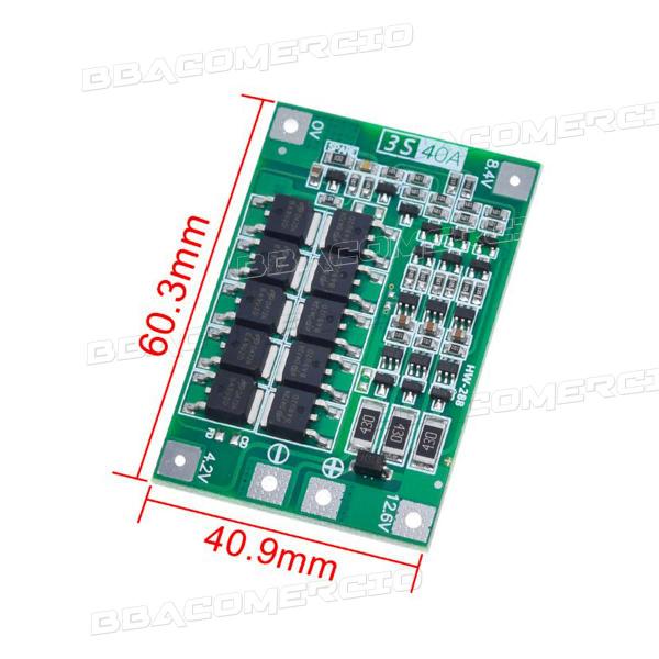 Imagem de 3S 40A Li-ion Bateria Lítio18650 Balanceada Pcb Bms Proteção