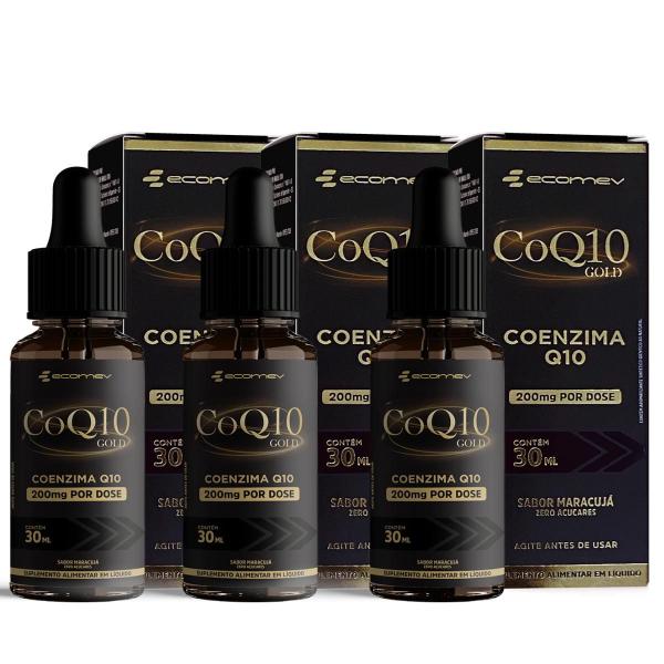 Imagem de 3Un Coenzima Q10 Gotas 200mg 100% pura Oleo Tcm Sublingual 90ml Sabor Maracuja