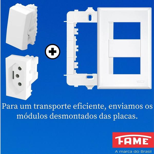 Imagem de 3un Interruptor Simples 16A e Tomada Padrão 2P+T 10A Com Placa Evidence FAME