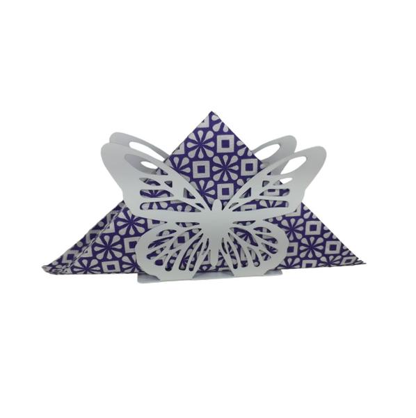 Imagem de 3un Porta guardanapo metal borboleta mesa posta - branco