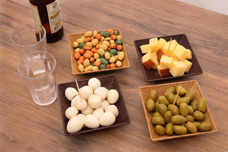 Imagem de 3un prato mini petisqueira quadrado aperitivos bege