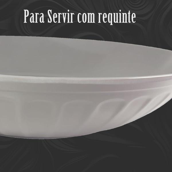 Imagem de 3un Tigela Saladeira Melamina Redonda Plissé cinza 35cm