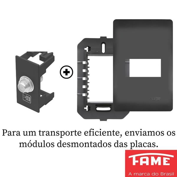 Imagem de 3un Tomada Para Antena De Tv Para Cabo Coaxial Com Placa Habitat Black FAME