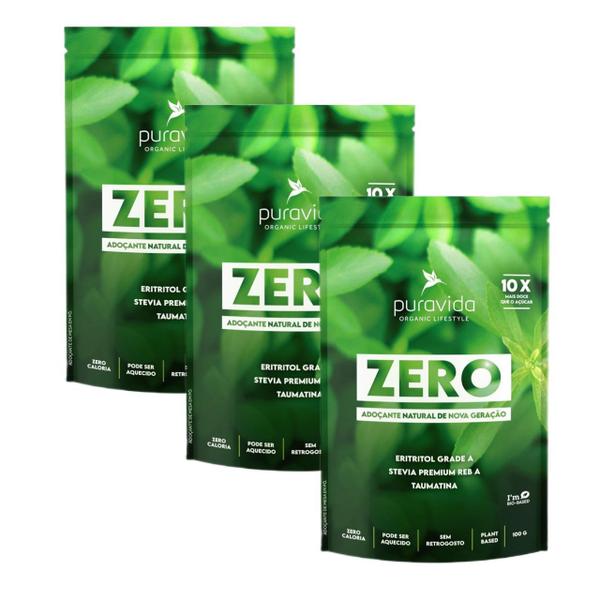 Imagem de 3x Adoçante Zero Premium Puravida-100g- Stevia- Taumatina