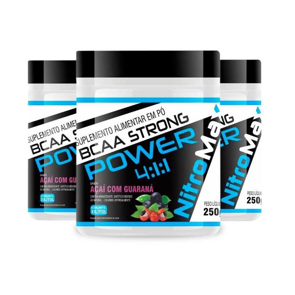 Imagem de 3x bcaa strong power 4:1:1 acai com guarana 250g - NITROMAX