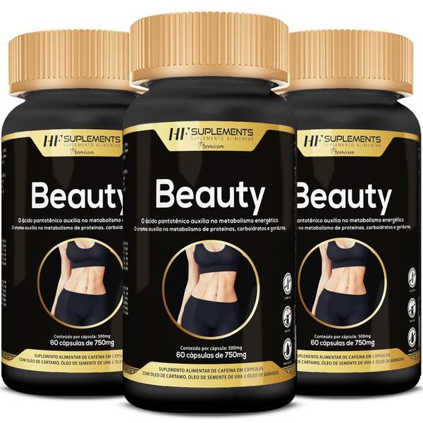 Imagem de 3x beauty cartamo uva e girassol 750mg 60caps hf suplements