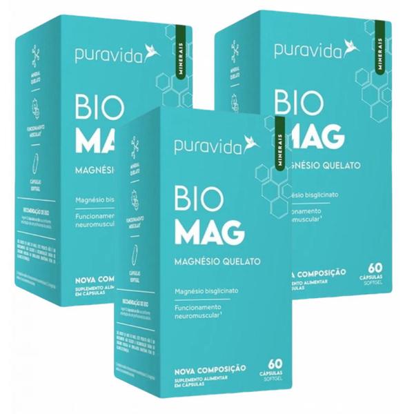 Imagem de 3x Bio Mag- Magnésio Quelato- 60 Softgel- Pura Vida