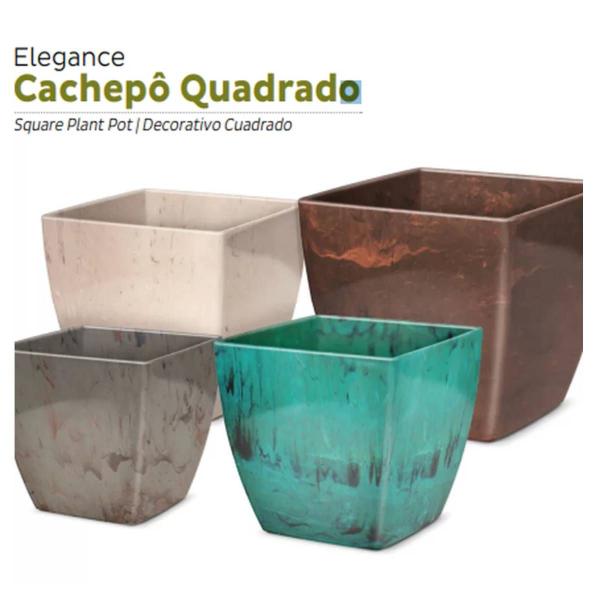 Imagem de 3X Cachepô Elegance Quadrado 01 (0,95L) Travertino NUTRIPLAN