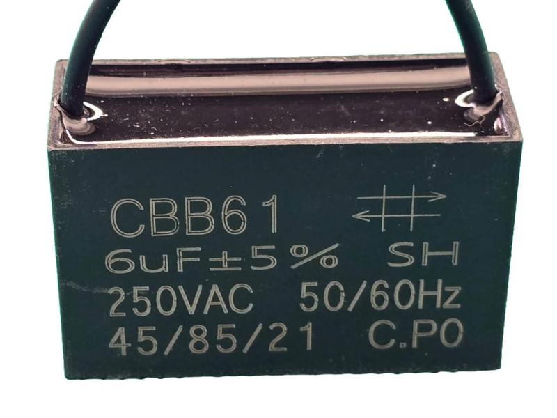 Imagem de 3x Capacitor Partida 6uf/250v Fio 47x18x29mm Cbb61