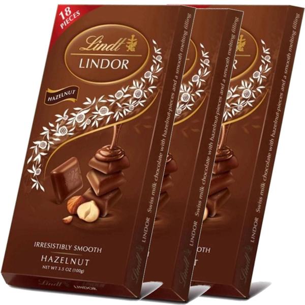 Imagem de 3X Chocolate Lindor Singles Avelã Lindt 100G