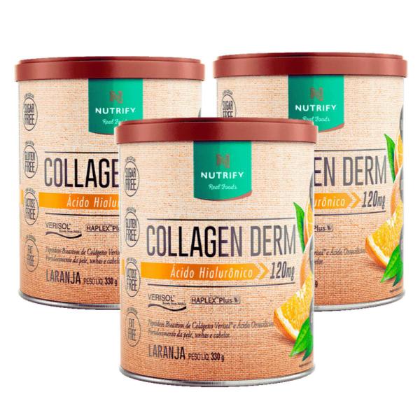 Imagem de 3x Colágeno Ácido Hialurônico Collagen Derm Laranja 330g - Nutrify