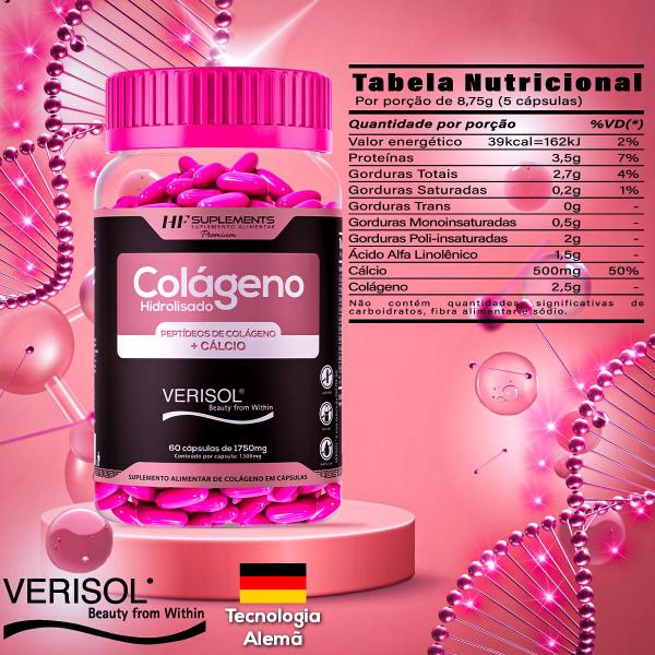 Imagem de 3x COLAGENO VERISOL + CALCIO HF SUPLEMENTS 60CAPS 1750MG