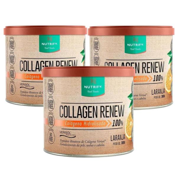 Imagem de 3x Collagen Renew Hidrolisado Nutrify 300g Colágeno Verisol