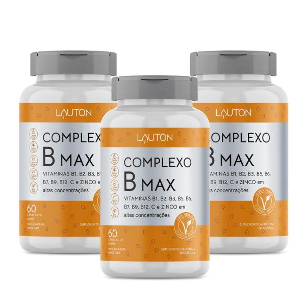 Imagem de 3x Complexo B + Vitamina C + Zinco Max Lauton 60 Cápsulas