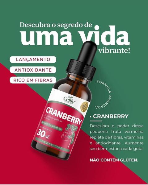 Imagem de 3x Cranberry em Gotas Sabor Frutas Vermelhas 30ml Celliv