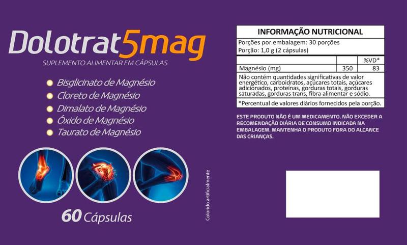 Imagem de 3x dolotrat 5mag 5 tipos de magnesio 60 capsulas