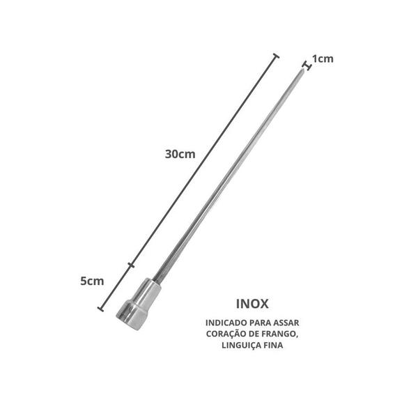 Imagem de 3x Espeto Mini Inox Lâmina 30cm Churrasco Coração