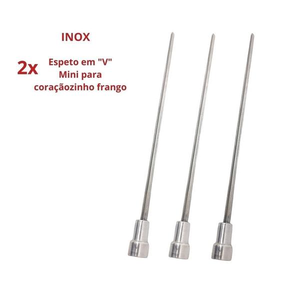 Imagem de 3x Espeto Mini Inox Lâmina 30cm Churrasco Coração Laurindos