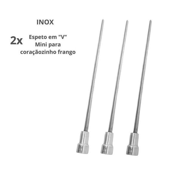 Imagem de 3x Espeto Mini Inox Lâmina 40cm Churrasco Coração