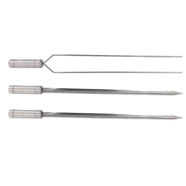 Imagem de 3x Espetos Para Churrasco Inox Espada e Duplo Lâmina 40cm