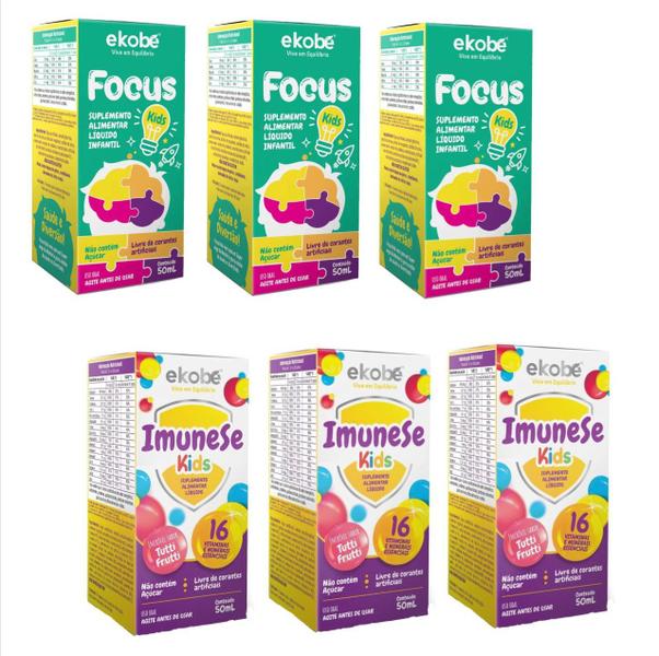 Imagem de 3x Focus Kids Para Memória + 3x Imunese Kids- 16 Vitaminas