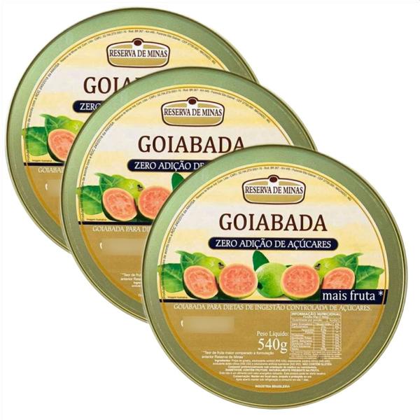 Imagem de 3x Goiabada Zero Adição de Açúcares - Reserva De Minas-540g