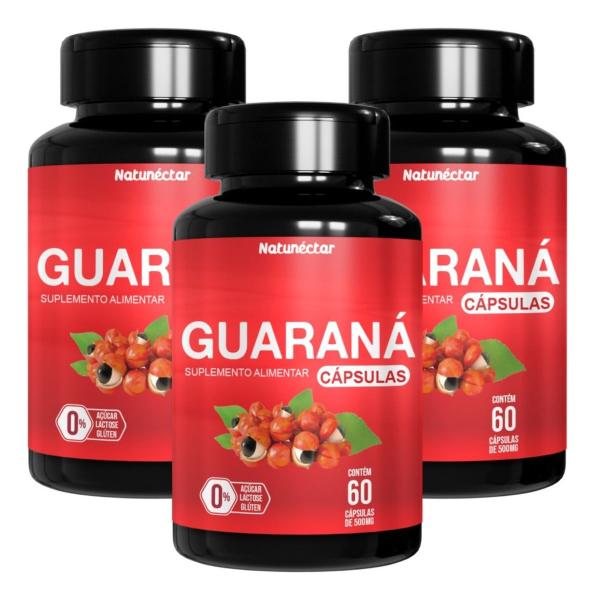 Imagem de 3x Guaraná 500mg -60 Cápsulas- Natunéctar