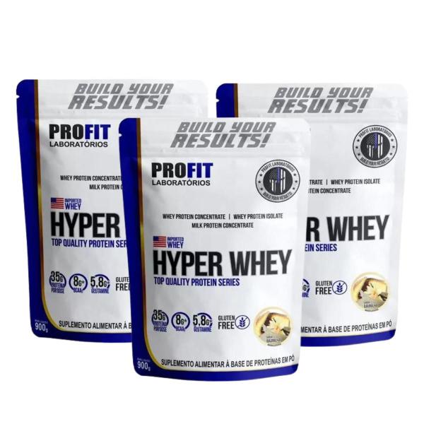 Imagem de 3x Hyper Whey Protein Isolado Baunilha Profit 900g