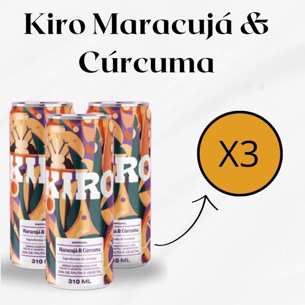 Imagem de 3x Kiro Bebida Gaseificada de Maracujá e Cúrcuma 310ml