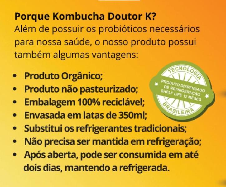 Imagem de 3x Kombucha Maracujá 350ml Doutor K