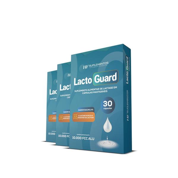 3x lacto guard 30 caps mastigável sabor baunilha hf - HF SUPLEMENTS Imagem de 3x lacto guard 30 caps mastigável sabor baunilha hf