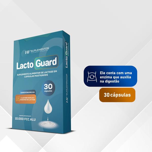 3x lacto guard 30 caps mastigável sabor baunilha hf - HF SUPLEMENTS Imagem de 3x lacto guard 30 caps mastigável sabor baunilha hf