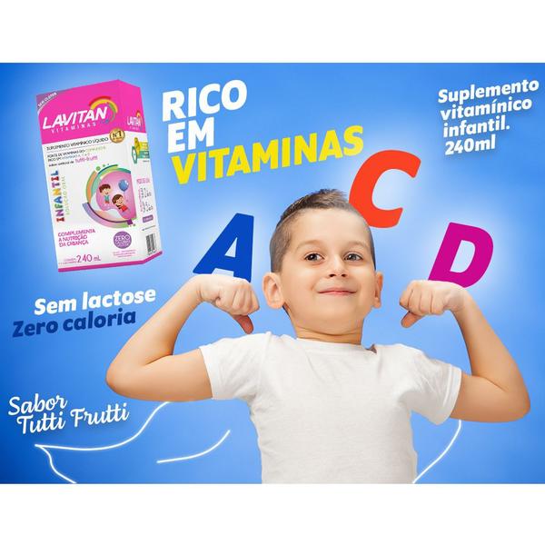 Imagem de 3x Lavitan infantil suplemento vitamínico mineral 240ml sabor tutti frutti cimed