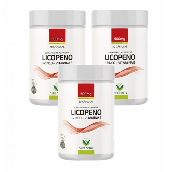 Imagem de 3x Licopeno- Zinco- Vitamina E 500mg- Vital Natus- 60 Cáps.