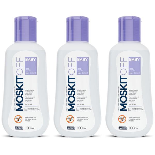 Imagem de 3x Loção Repelente de Mosquitos Moskitoff Baby 100ml Dermatologicamente Testado Sem Álcool