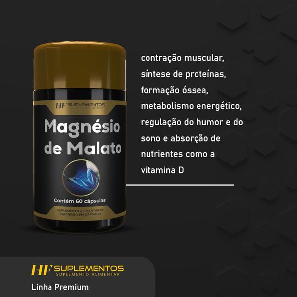 Imagem de 3x MAGNESIO DE MALATO PREMIUM 60 CAPS HF SUPLEMENTOS