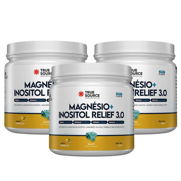 Imagem de 3x Magnésio + Inositol Relief 3.0 Maracujá True Source 350g