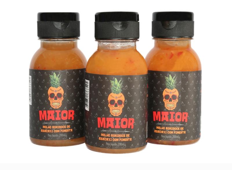 3x Molho de pimenta agridoce abacaxi. 200ml - Maior molho artesanal Imagem de 3x Molho de pimenta agridoce abacaxi. 200ml
